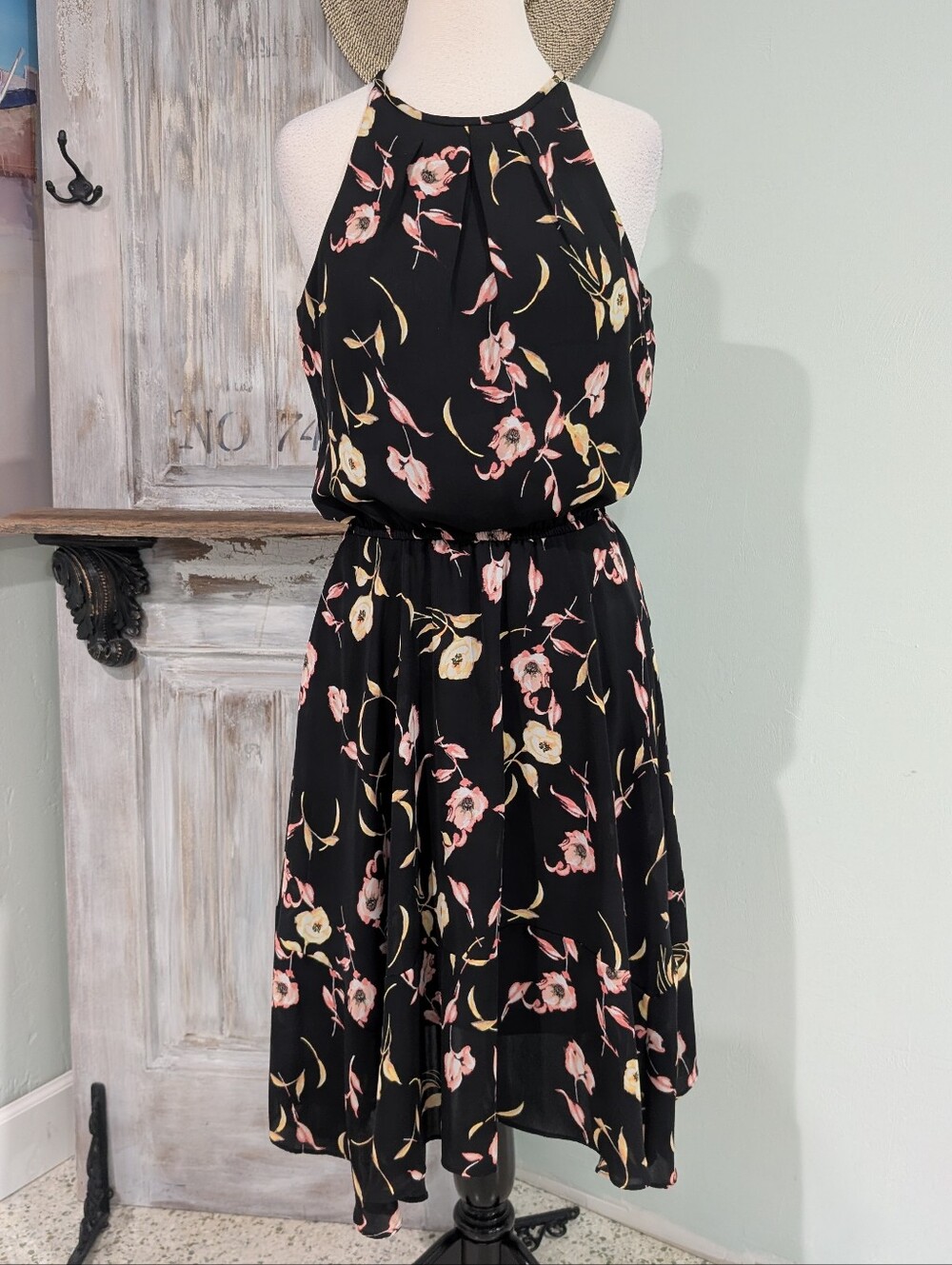 WHBM Floral Halter Midi Dress